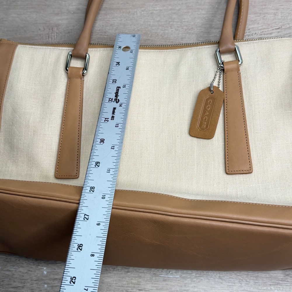 Vintage Coach Bonnies Legacy Linen Canvas Satchel Bag Camel 9435 - Picture 10 of 12